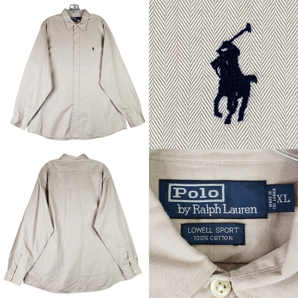 Polo Ralph Lauren Shirt Oxford Mens XL Solid Tan Khaki Blake LS Button Down